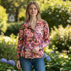 Additions by Chico's Tropical Floral Printed Jacket - Size 3